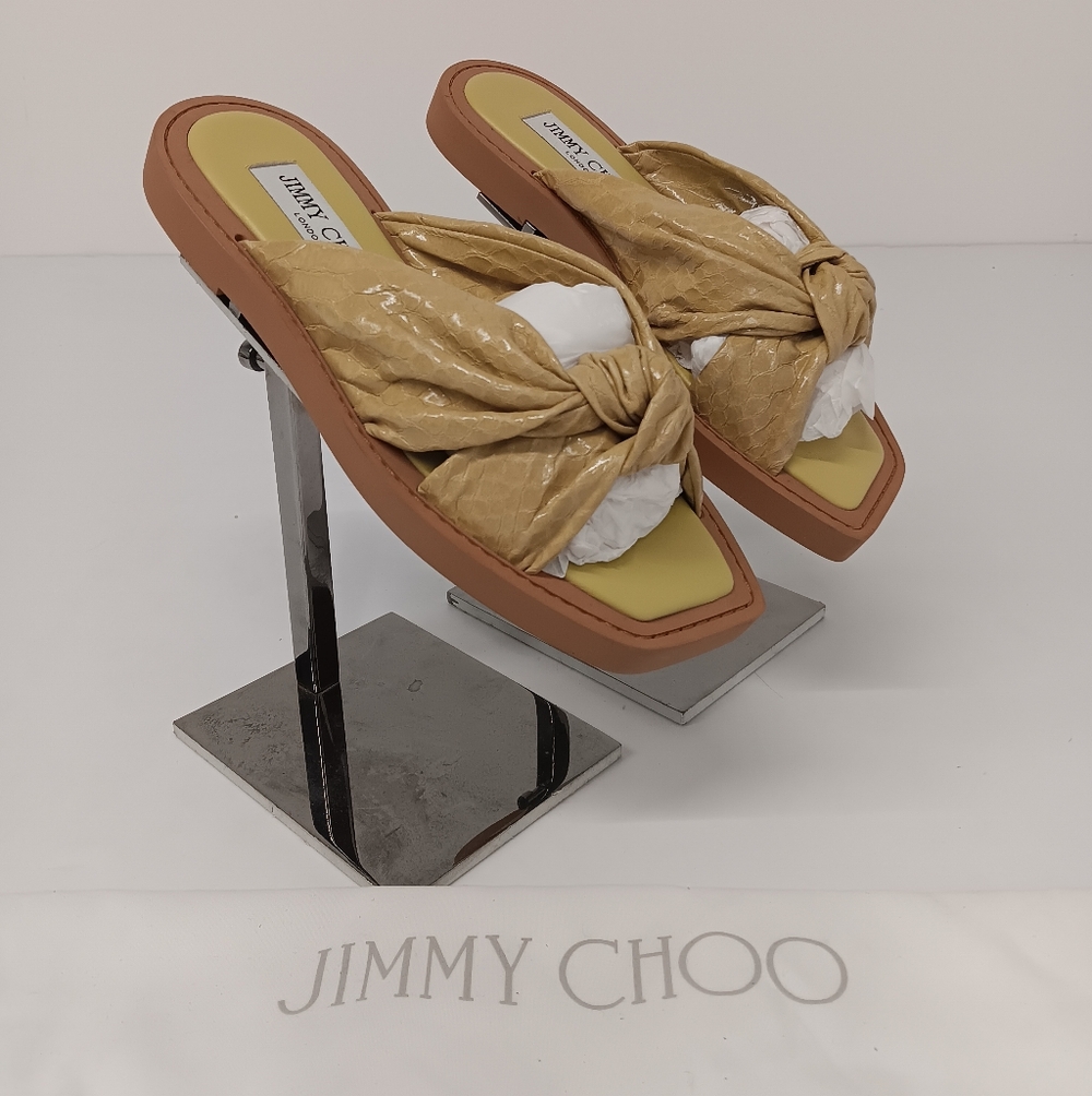 Jimmy Choo Women's Tropica Flat Yellow Croc Leather Sandals - EU36/US6